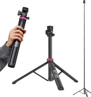 ULANZI MT-89 Extendable Tripod Aluminum, 82" Portable Adjustable Light Stand with 1/4" Screw Quick Release, Camera Phone Tripod for Camera Video Light Smartphone, Lightweight for Travel,Up Load 2.2LBS